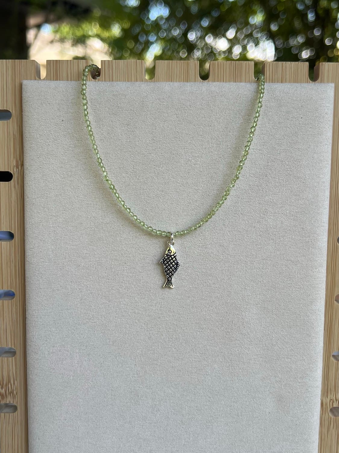 Green Glass Fish Necklace